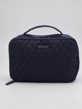 Quilted Navy Travel Cosmetic Bag - Women Bags